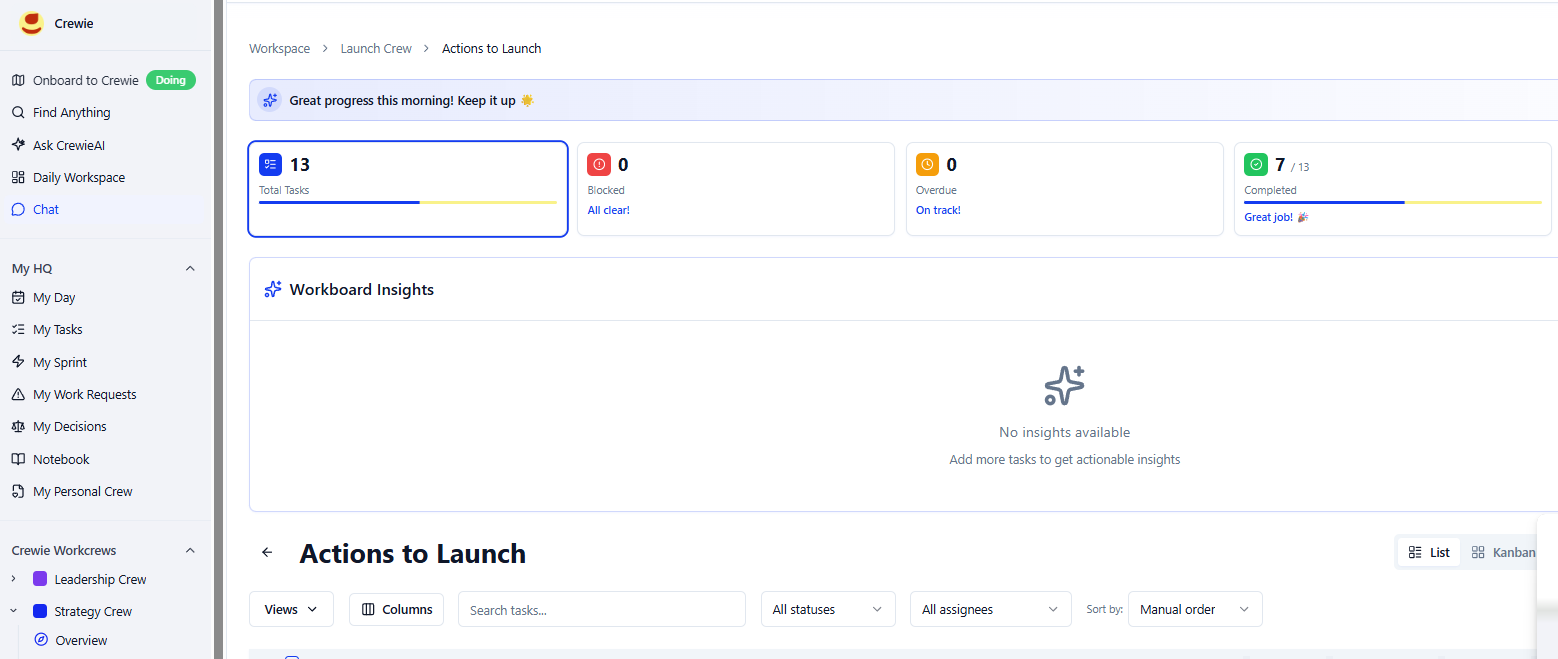 Crewie Dashboard